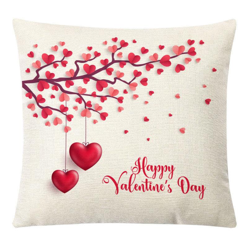 Valentine's Day Linen Pillow Case Couple Confession Supplies Office Home Cushion