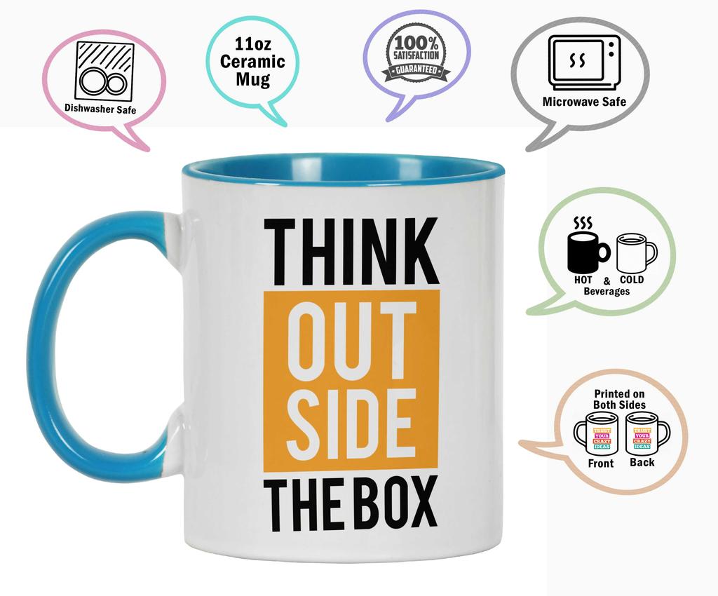 Inkdotpot Think Outside The Box Inspirational Positive Quotes 11Oz Ceramic  Coffee  Mug