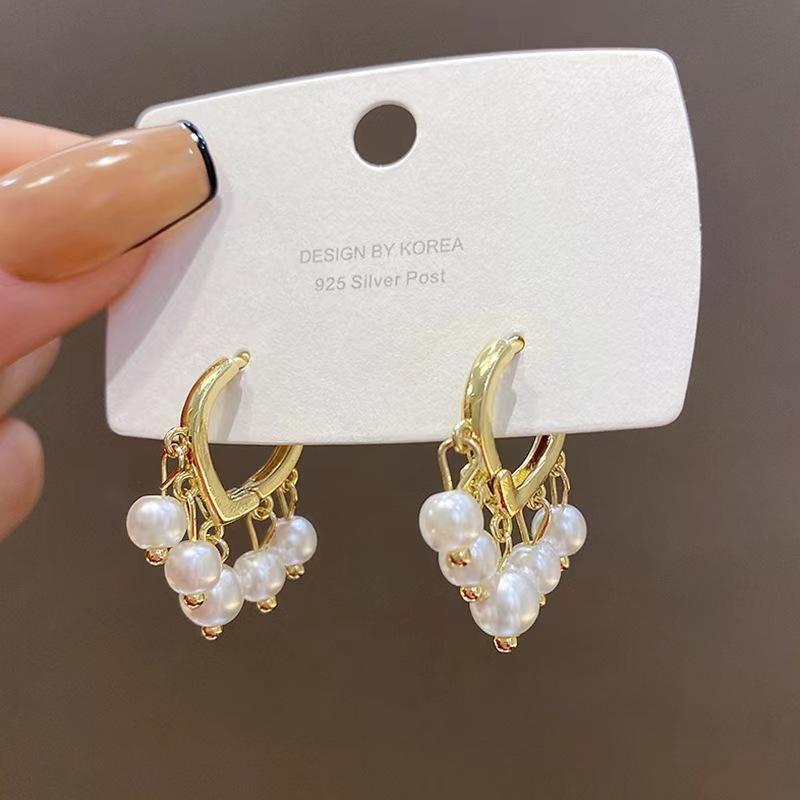Fashion simple temperament pearl fringed earrings women, fashion versatile earrings золотой