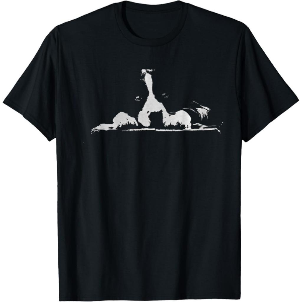 Border Collie Stare - White Minimalistic Original Design T-Shirt