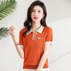 Fashionable Polo Collar Middle-aged Elderly Women's Loose Knitwear Thin Casual Short-sleeved T-shirt