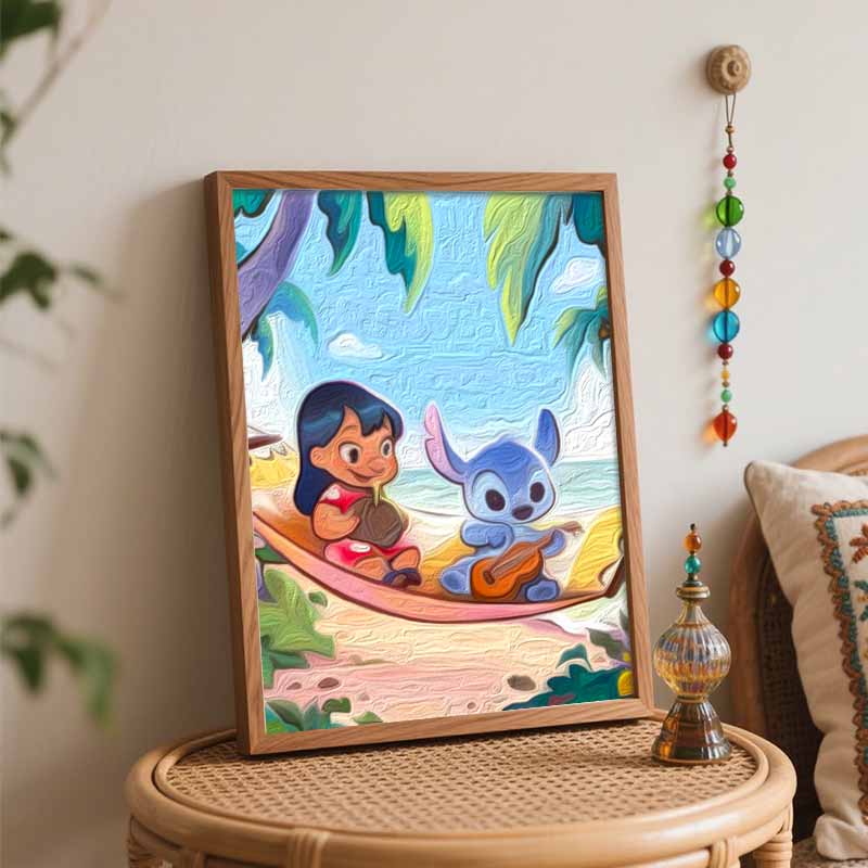 Disney Oil Painting Kit Painting Stitch Lilo Art Home Bedroom Wall Decor Gift