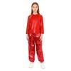 Kids Girls Dance Performance Outfit 2-Piece Set: Metallic Shiny Long Sleeve T-shirt & Matching Shiny Pants for Stage & Party
