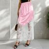 Women's Lace Maxi Skirt with Satin A-Line and High Elastic Waist for Daily Wear