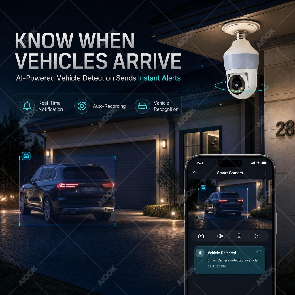 YOOSEE Ai APP Haus E27 Lichtkamera HD 5MP PTZ Ai Fahrzeugerkennung Zwei-Wege-Interkom Nachtsicht WIFI Kamera Mobile Verfolgung