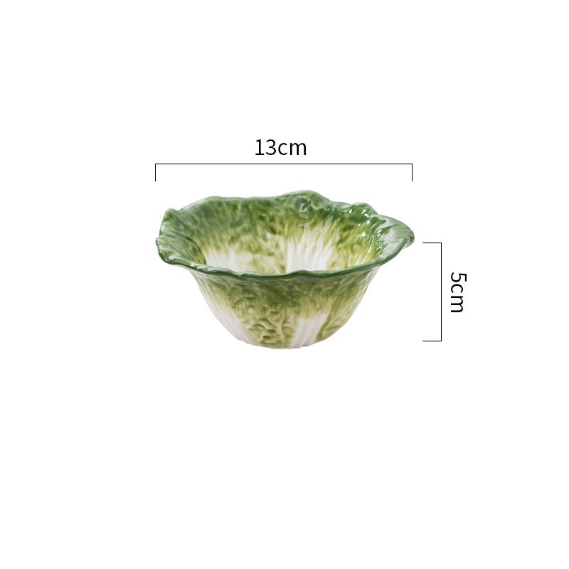 

Расписанная вручную керамическая миска в форме капусты, подглазурная роспись, многоцветная, креативная, в форме цветка, для фруктового салата, миска для риса, супа ZF708