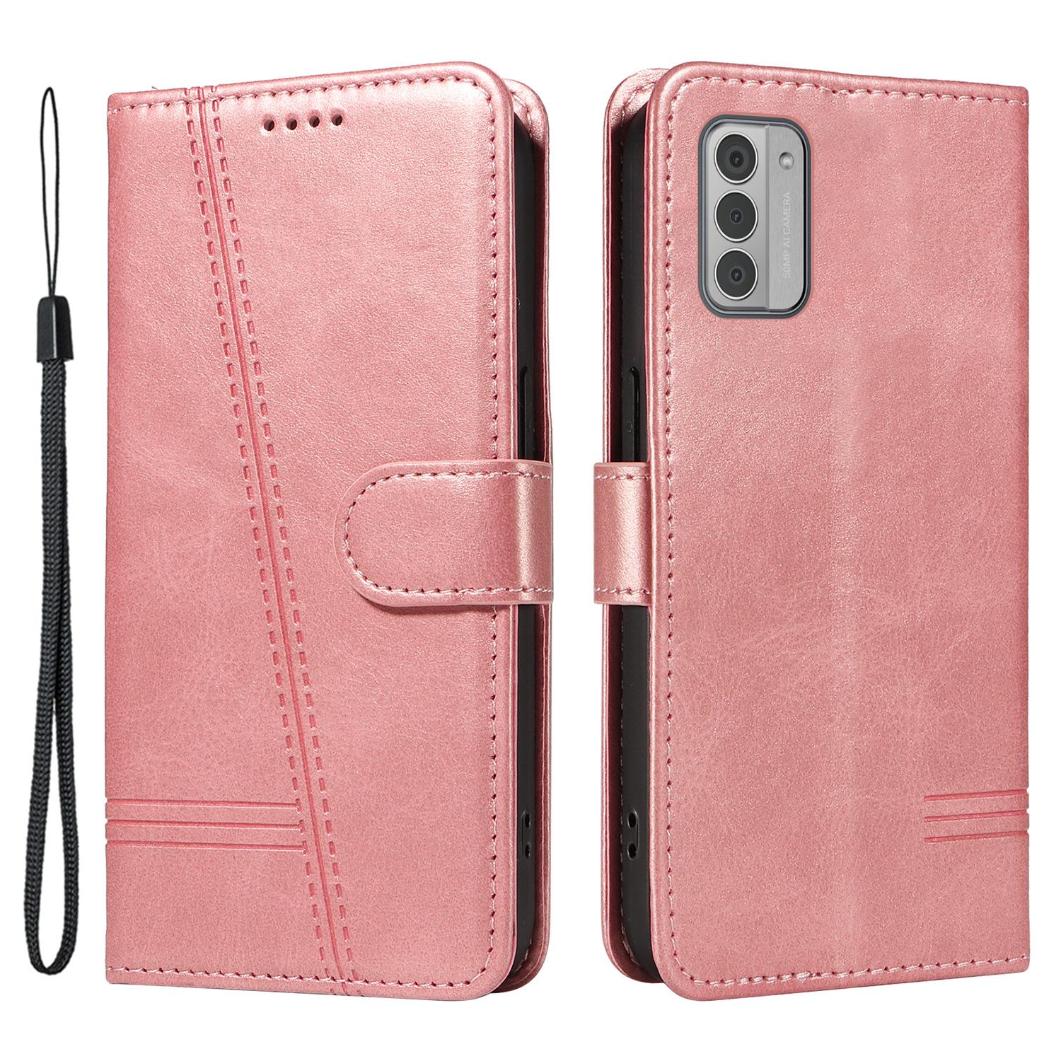 

For Nokia G42 Case with Card Holder Wallet PU Leather Flip Phone Cover Rose Gold