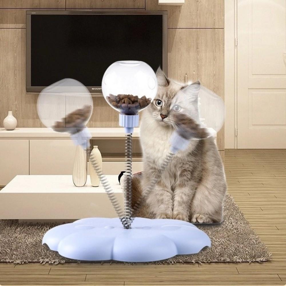 PP Loaded Food Dispenser with Spring Self-Entertaining Toys Cat Toy Wheel  For Kittens and Cats