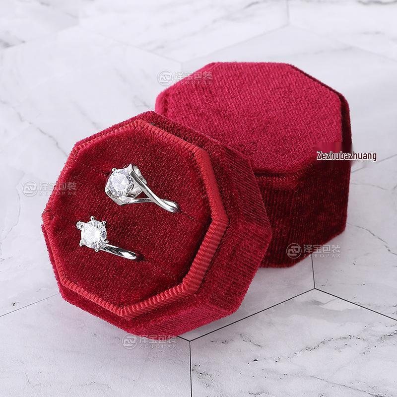 Octagonal Velvet Jewelry Box for Wedding or Proposal Rings