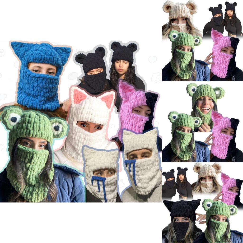 Trendy Oversized Cat Ear Knitted Cap For Adults Soft And Warm Handmade Winter Hat