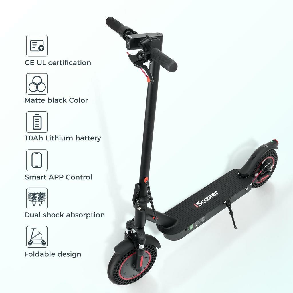 Electric Scooter Foldable iScooter 10" 500W Motor Adult Escooter 36V 10AH LED Display Top Speed 35Km/h Max Load 120Kg i9 Max