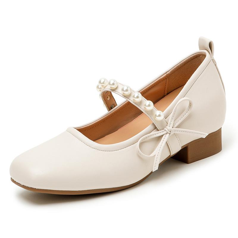 Mary Jane Single Shoes Women's Thick Heels Evening Fairy Wind Spring Summer New Gentle Inner Height-increasing Shoes Small Leather Shoes
