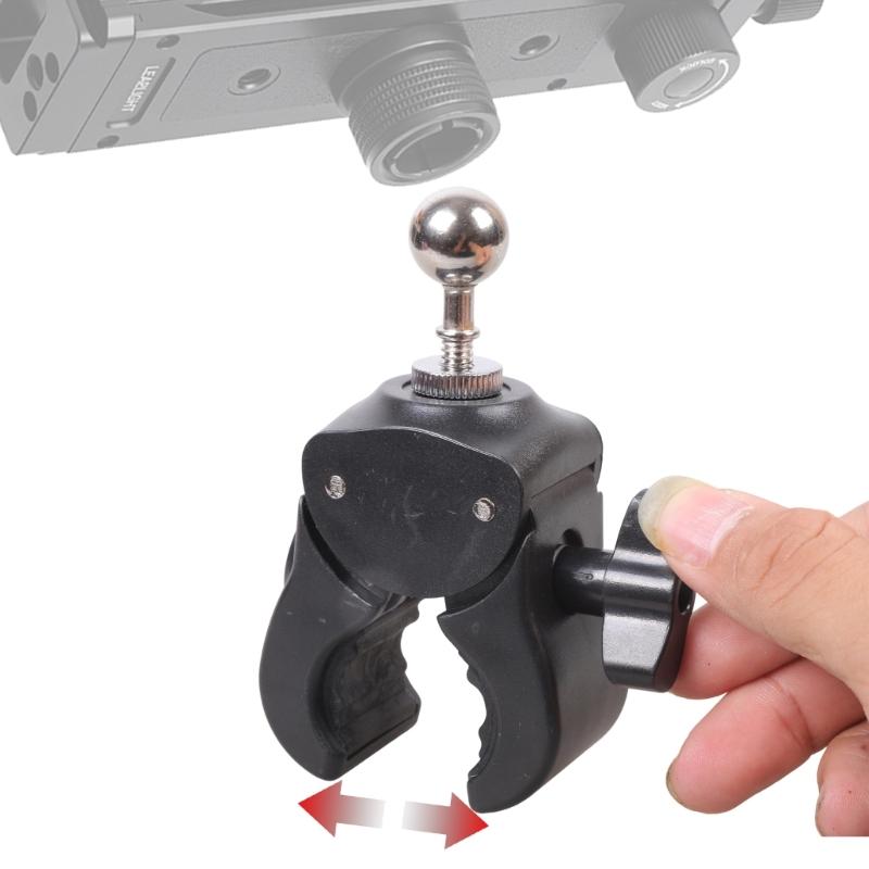 Heavy Duty Clamp Mount for Double Socket Arm Action Camera Bracket with 17.4mm Ball Head for Gadget Extension Arm