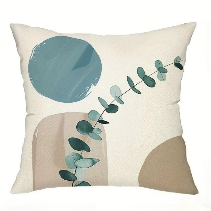 Boho Abstract Plant Geometry Throw Pillow Covers Eucalyptus Leaves Decor Cushion Covers Modern Mid Century Botanical Minimalist