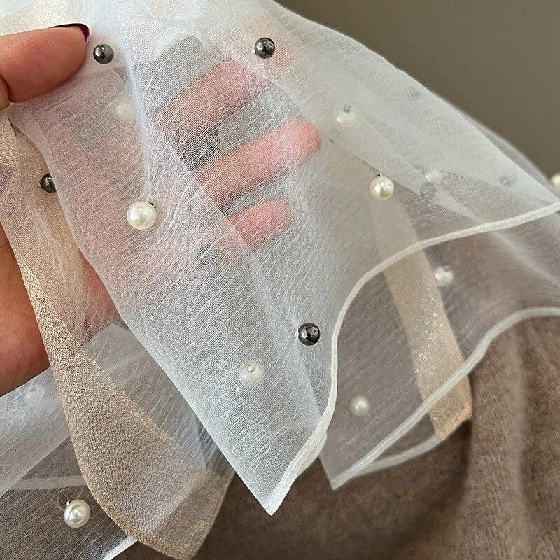 2024 Luxusmarke Damen Mode Schal Einfarbig Solide Seide Leinen Schals Sommer Damen Bandanas Foulard Hijab