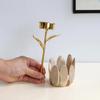 Decorative Wood Tealight Candle Holder Elegant Metal Flower Shape Potted Plant Candle Stand Candlesticks Home Decors