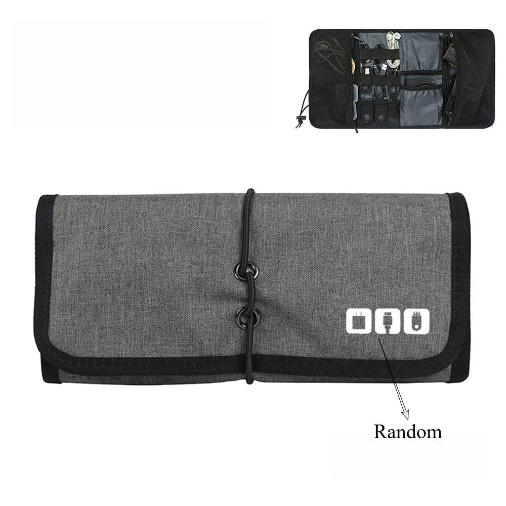 

LIUSHADUOLA Water-Resistant Cable Storage Bag - Durable Fabric with Padded Compartments, Tangle-Free Organizer for Chargers сірий колір