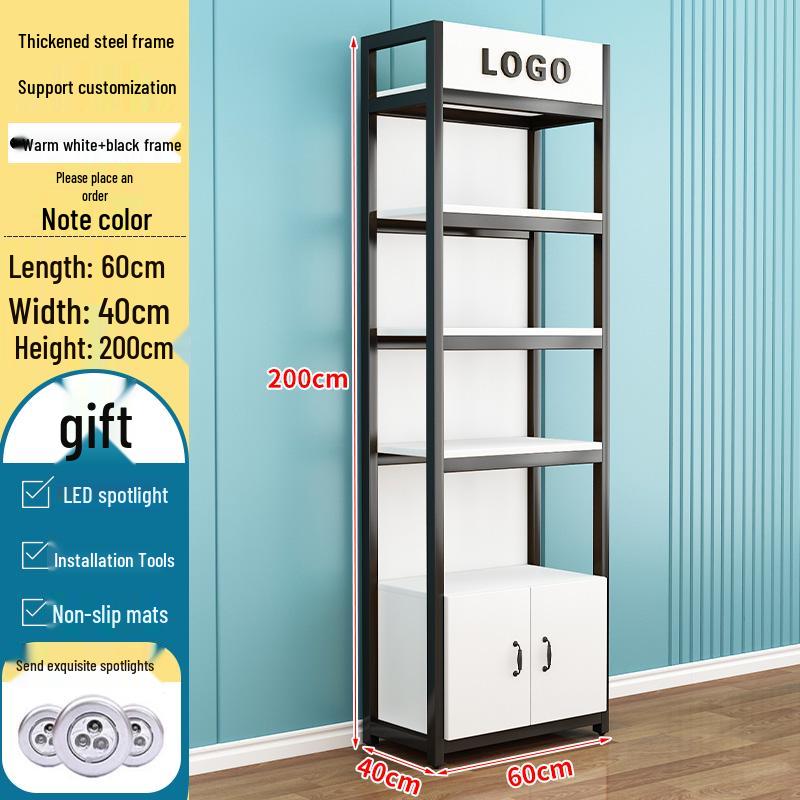 Steel-Wood Multi-Layer Floor Display Rack for Cosmetics and Baby Store