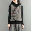 Women's Autumn Winter Chinese Style Frog Button Plaid Vest Retro Loose Sleeveless Waistcoat