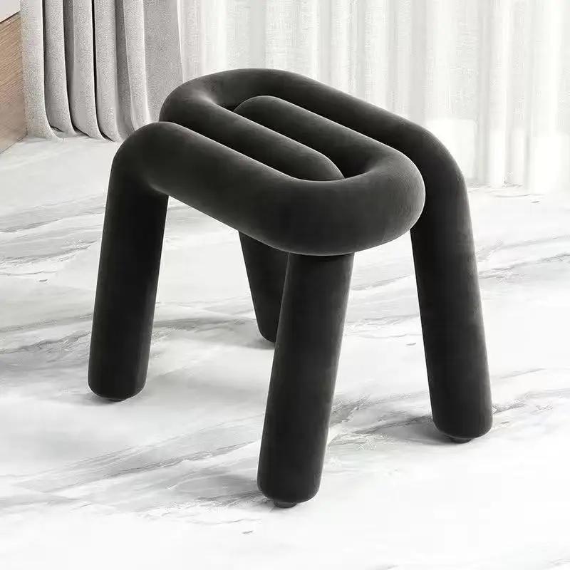 Dressing Chair Makeup Flannel Stool Luxury Comfortable Chair for Dressing Table Livingroom Clothing Store Modern Design