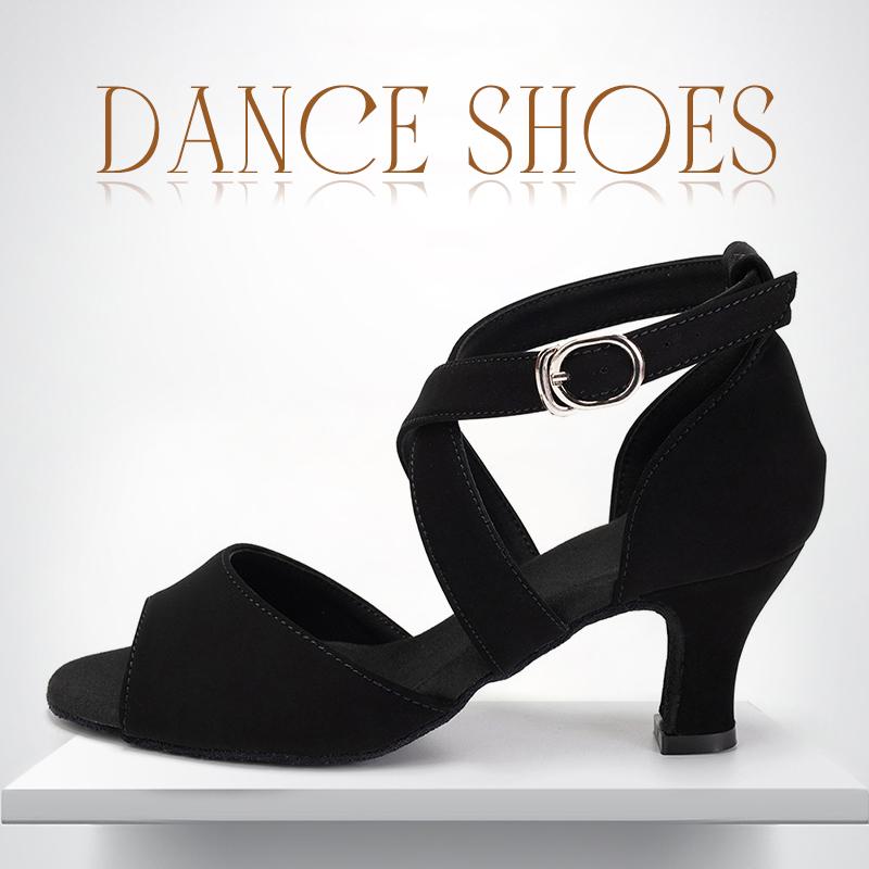 6.5CM Heel Ladies Women Girls Black Latin Tango Ballroom Dancing Shoes Salsa Indoor