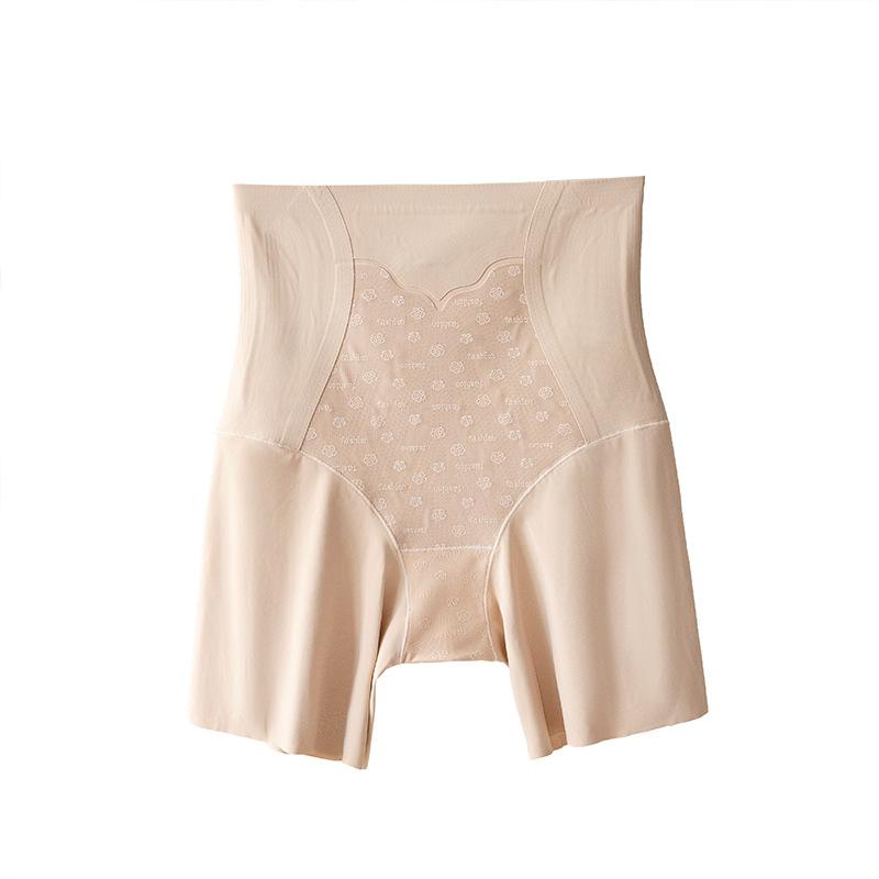 Large Size Female Summer High Waist Belly Retraction Two in One Unrolled Ice Silk Traceless Anti Slip Safety Underwear