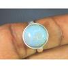 Natural Blue Larimar Solid 925 Sterling Silver Handmade Round Ring Size US-9 MK-38