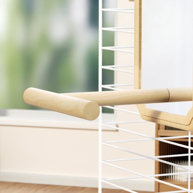Parrots Mirror Perch Natural Wood Stand For Bird Cage With Safe Acrylic Mirror For Pet Bird Entertainment Play Resting