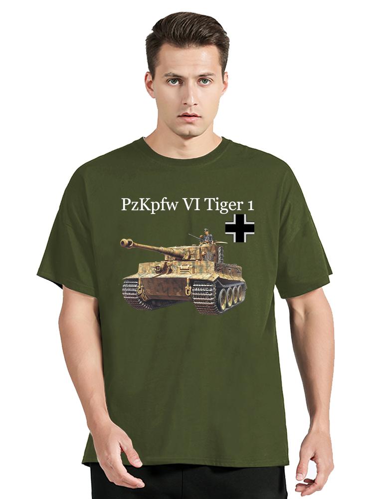 Germany Military Armour PzKpfw VI Panzer Tiger 1 Tank T-Shirt Cotton Tshirt Men's Clothing Tee