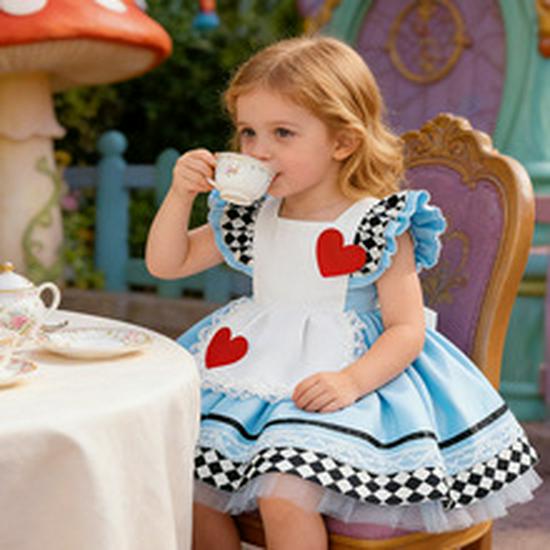 Queen of Hearts Girls’ Cosplay Dress for Alice In Wonderland Role-Playing
