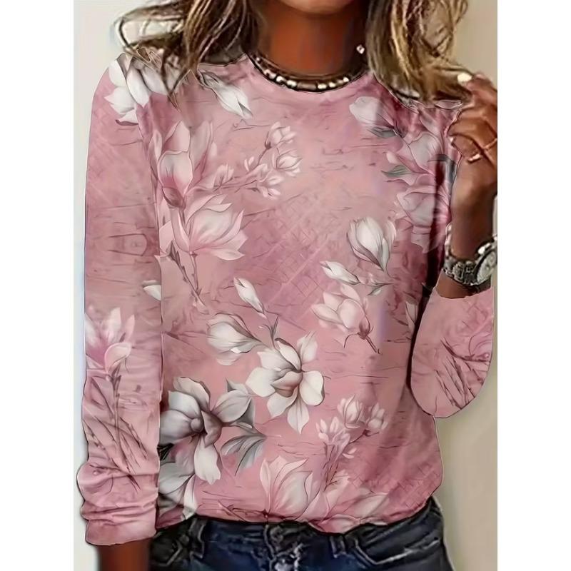 Damen T-Shirt Grafik Tier Libelle Elegant Mode T-Shirts Langarm T-Shirts V-Ausschnitt Reguläre Oberteile Pullover Herbst