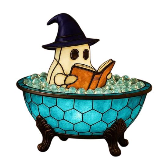 Ghost Bubble Bath Lamp Cute Ghost-Themed Night Light Color-Changing LED Mood Light for Bedside Bathroom Decor