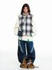 Gilet Reversibile a Quadri Stile Retrò Americano Unisex 2025, Giacca Calda Senza Maniche Larga in Cotone per l'Inverno