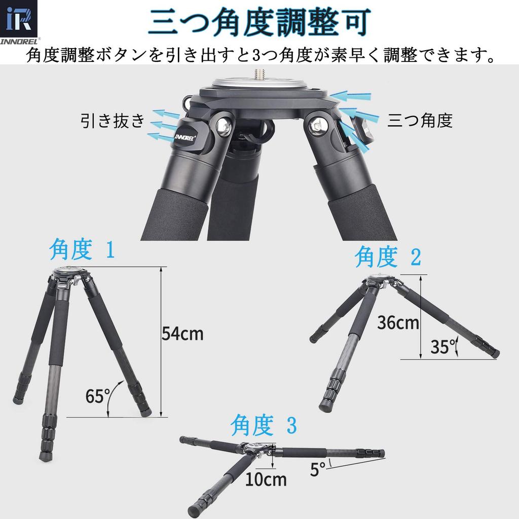 INNOREL Carbon Fiber Camera Professional 35kg Load Working Pipe Nut Compatible with Digital Telephoto Mirrorless Sports 75mm Bowl and Bag Included