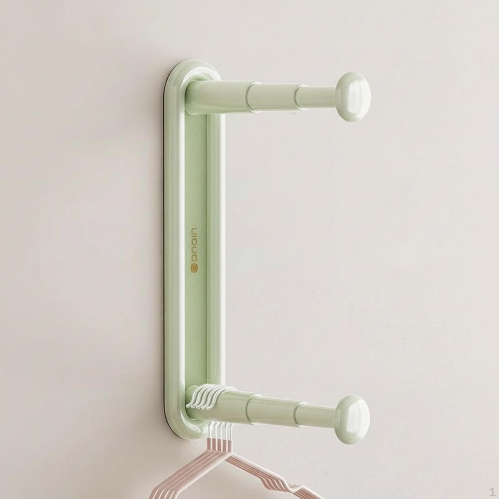 Suction Holder WallMounted Clothes Drying Rack, Retractable Organizer, SpaceSaving Pegs Moon White 2