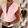 Camiseta con capucha y cremallera para hombre Jacquard Sin mangas Sudadera con capucha Camiseta Elegante Texturizada para Verano Chaleco para Gimnasio Fiesta Callejera Vacaciones