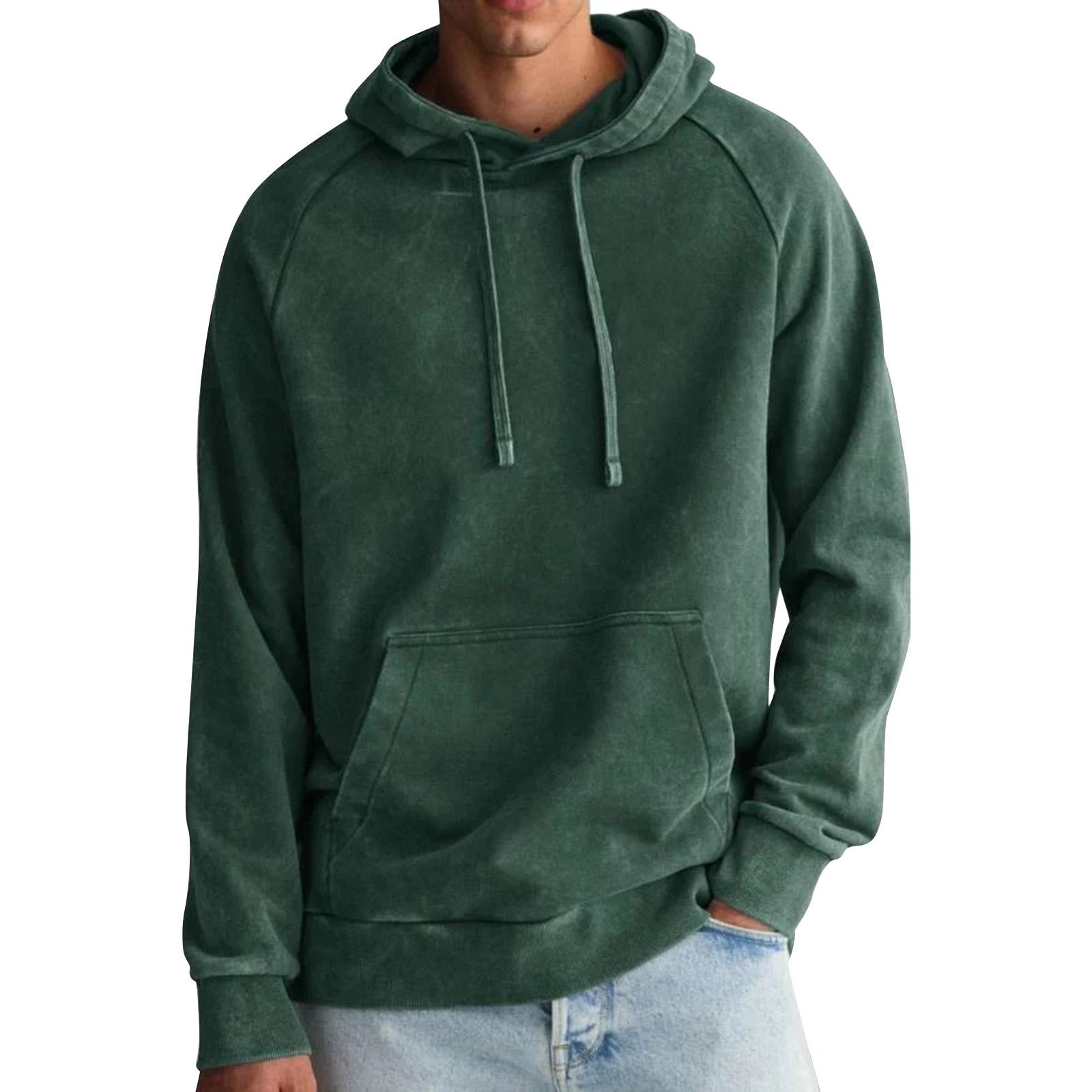 

Men s Solid Color Washed Raglan Sleeve Pocket Wweatshirt Hoodie Men s Sports Large Size Casual Sweatshirt L