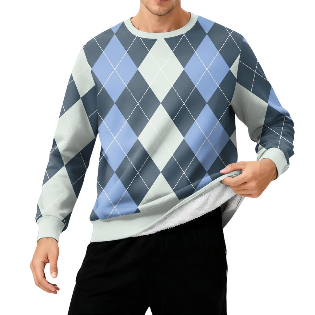 Men's Round Neck Fleece-Lined Thick Solid Color Sweatshirt