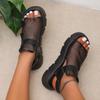 Fashion Shoes Women Sandals 2025 Summer New Fashion Platform Shoes Breathable Eugene Yarn Mesh Hook & Loop Sandals Sandalias De Mujer
