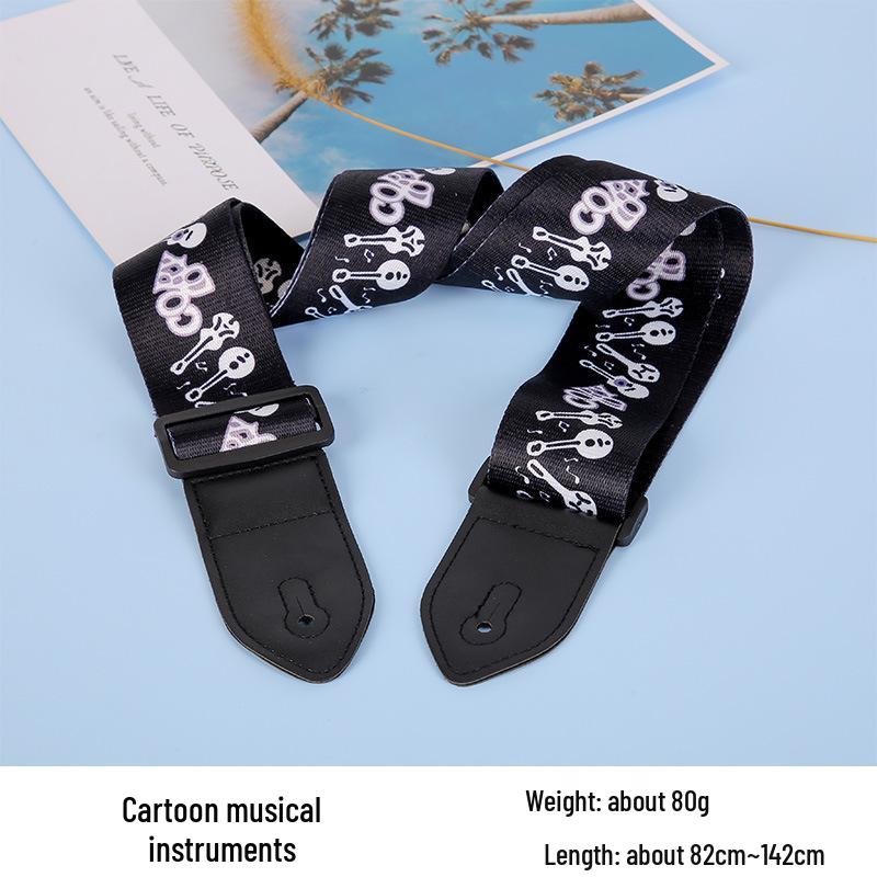 Unisex poszerzany i pogrubiony poliestrowy pasek do gitary/basu - Styl folk, konstrukcja bez dziurkowania