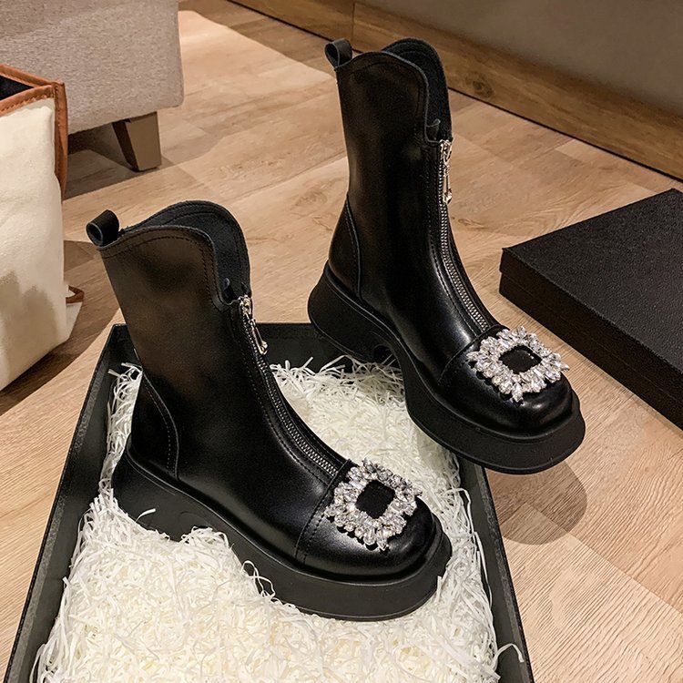 Fashion Rhinestone Versatile Comfortable Martin Boots Children's Autumn and Winter 2025 New Women's Martin Boots Skinny Boots