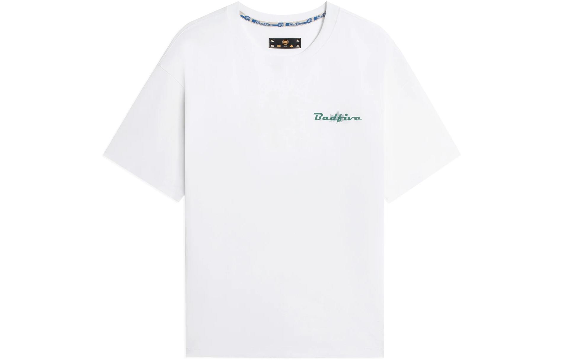 Li Ning BADFIVE T Shirts Unisex White Crew Neck Moderate Straight Fit AHSSC57-1 L