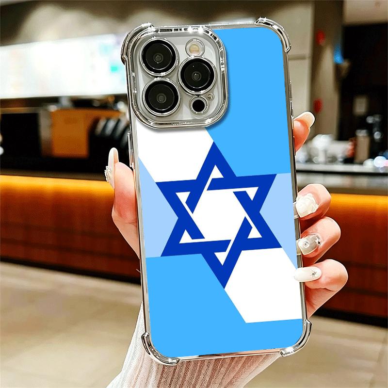 David Jewish Star Symbol Plating Phone Case For Iphone 16 17 Pro Max Air 16E 14 15 Plus 12 13 Mini Anti-Fall Airabag Cover