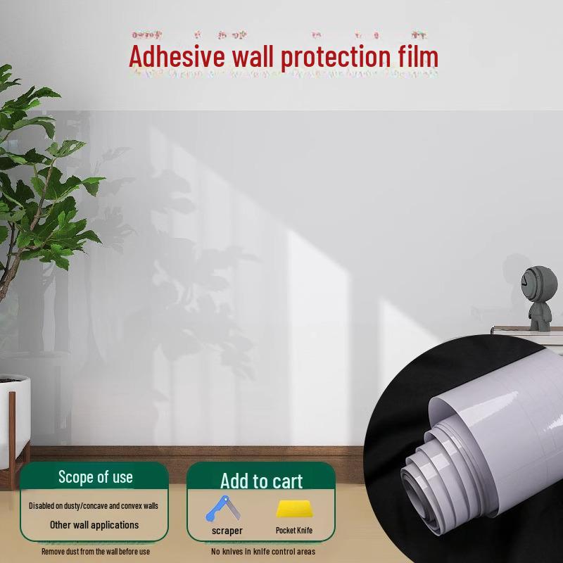 Electrostatic Wall Protection Film: Adhesive-free, Transparent, Waterproof, Scratch & Dirt Resistant.