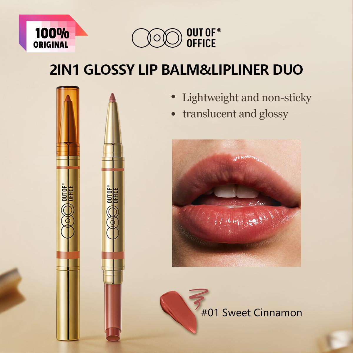 OUT OF OFFICE 2IN1 GLOSSY LIP BALM&LIPLINER DUO 1.3g+300mg/0.056oz 01 Sweet Cinnamon