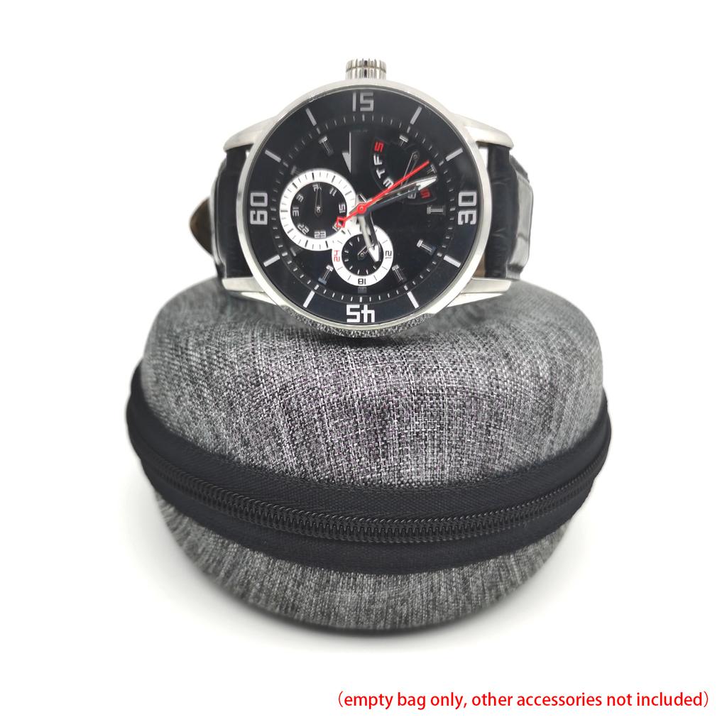Watch Storage Case Waterproof Portable Watch Travel Case Single Smart Clock Rits Box with Zipper Fall Shock Proof Cushioned Round Watch Case