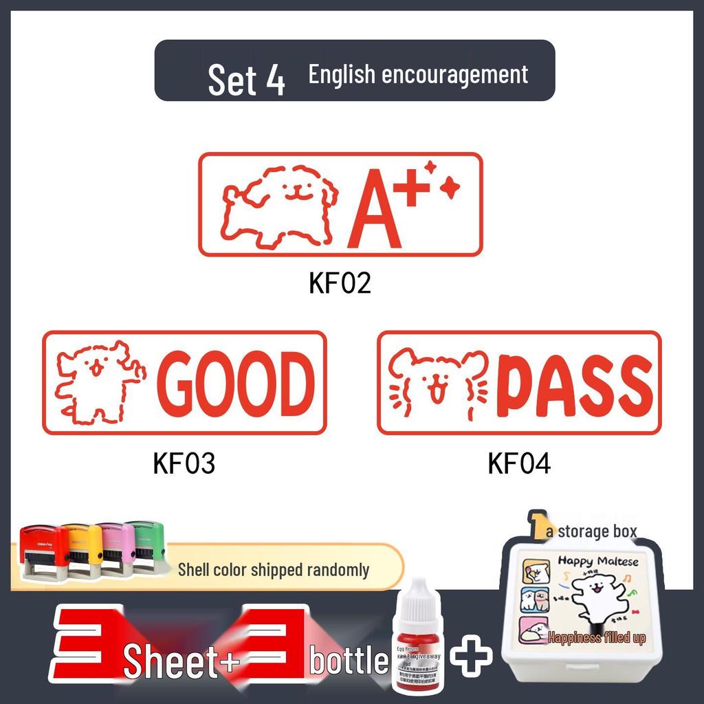 Self-Inking Rectangular Teacher's Grading Stamp - Cute Cartoon Design