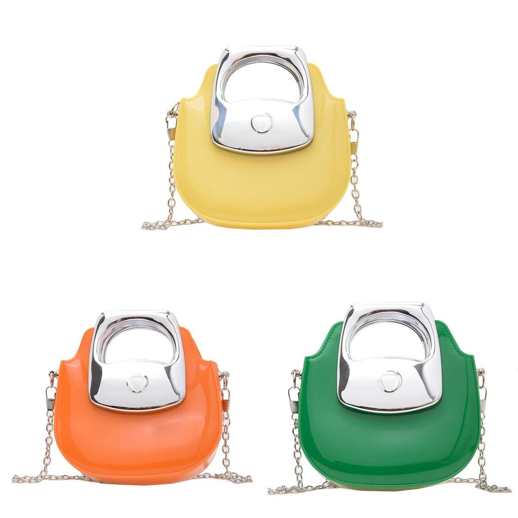 Pvc Mini Chain Shoulder Bag With Clasp Closure For Daily Casual Use