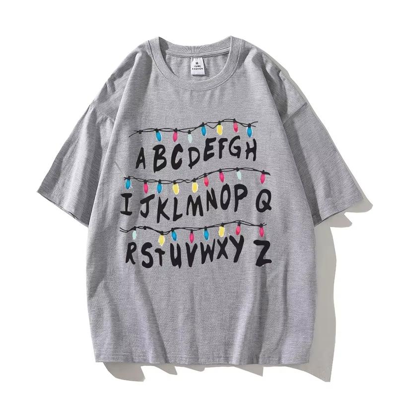 2026 High Quality Cotton Stranger Christmas Light Tshirt Monster Graphic T Shirts Gothic Fashion Vintage Tees