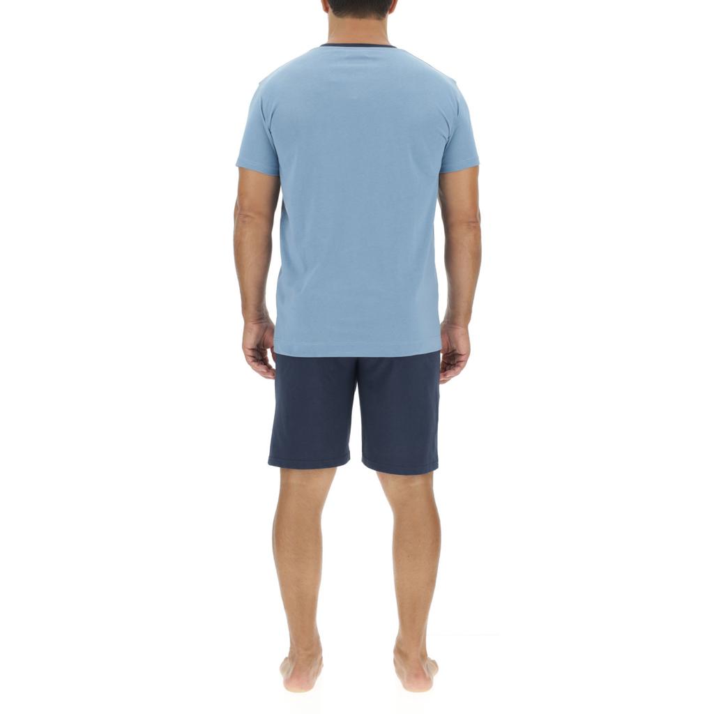 Ensemble Pyjama court homme en coton uni col boutonné & Logo poitrine